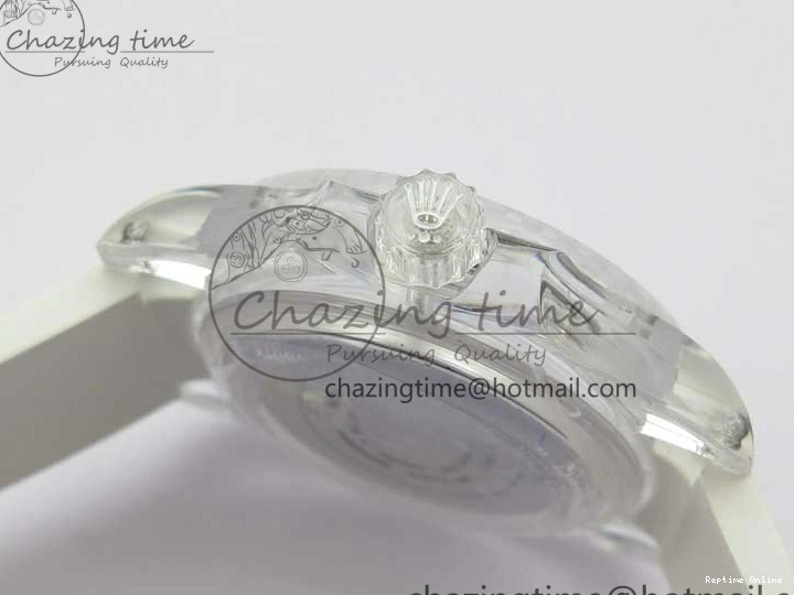 0128 Submariner Phantomlab Transparent KZF Best Edition Blue Fruit Dial on White Rubber Strap VR Classic 2563